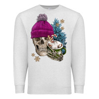 Oatmeal Heather winter skeleton skull Premium Sweatshirt - FaDigitalArtStudio