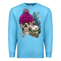 Ocean Blue winter skeleton skull Premium Sweatshirt - FaDigitalArtStudio