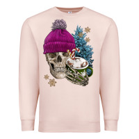 Pale Pink winter skeleton skull Premium Sweatshirt - FaDigitalArtStudio