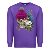 Purple winter skeleton skull Premium Sweatshirt - FaDigitalArtStudio