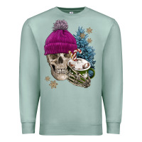 Seafoam winter skeleton skull Premium Sweatshirt - FaDigitalArtStudio
