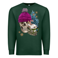 Sports Green winter skeleton skull Premium Sweatshirt - FaDigitalArtStudio