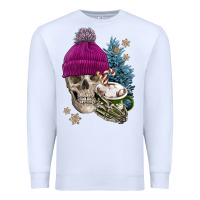 White winter skeleton skull Premium Sweatshirt - FaDigitalArtStudio