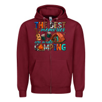 Burgundy the best memories are made camping Zipper Hoodie - texasbilliewilder