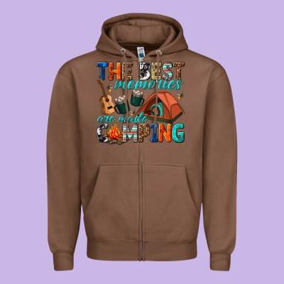 The Best Memories Are Made Camping Zipper Hoodie Designed By Texasbilliewilder
