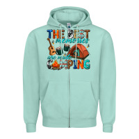 Seafoam the best memories are made camping Zipper Hoodie - texasbilliewilder