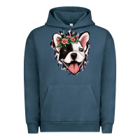 Pigment Midnight Navy french bulldog floral Urban Hoodie - Jasminsmagicworld