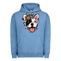Pigment Pebble Blue french bulldog floral Urban Hoodie - Jasminsmagicworld