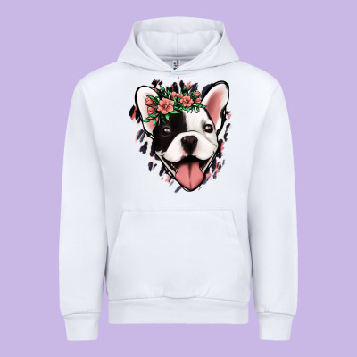 French Bulldog Floral Urban Hoodie Designed By Jasminsmagicworld