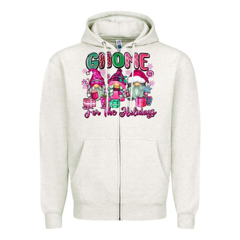 Gnome For The Holidays Zipper Hoodie by Zillion Design Studio | Teevron