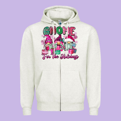 Gnome For The Holidays Zipper Hoodie Designed By Zillion Design Studio