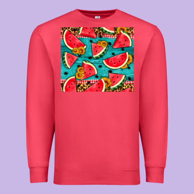 Watermelon And Sunflowers Premium Sweatshirt Designed By Hra Design Shop