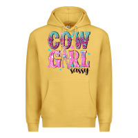 Antique Gold cowgirl sassy with pink cowgirl Premium Hoodie - NancyCooperArtShop