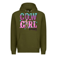 Army Green cowgirl sassy with pink cowgirl Premium Hoodie - NancyCooperArtShop