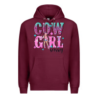 Burgundy cowgirl sassy with pink cowgirl Premium Hoodie - NancyCooperArtShop