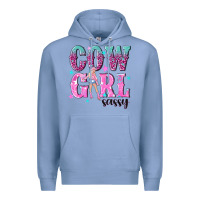 Colony Blue cowgirl sassy with pink cowgirl Premium Hoodie - NancyCooperArtShop