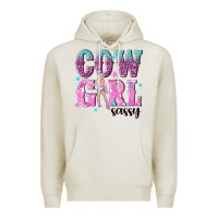 Oatmeal Heather cowgirl sassy with pink cowgirl Premium Hoodie - NancyCooperArtShop