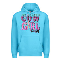 Ocean Blue cowgirl sassy with pink cowgirl Premium Hoodie - NancyCooperArtShop
