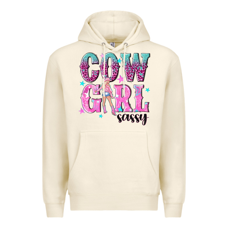 Cowgirl Sassy With Pink Cowgirl Premium Hoodie by NancyCooperArtShop | Teevron