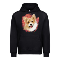 Black corgi peach watercolor background Urban Hoodie - Jasminsmagicworld
