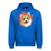 Cobalt corgi peach watercolor background Urban Hoodie - Jasminsmagicworld