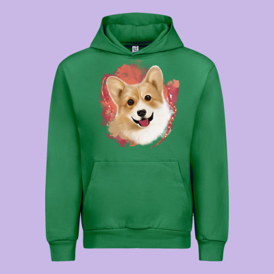 Corgi Peach Watercolor Background Urban Hoodie Designed By Jasminsmagicworld
