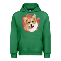 Emerald corgi peach watercolor background Urban Hoodie - Jasminsmagicworld