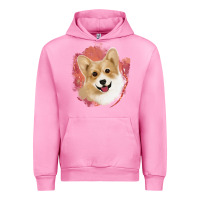 Fuchsia Pink corgi peach watercolor background Urban Hoodie - Jasminsmagicworld