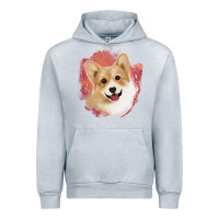 Heather Grey corgi peach watercolor background Urban Hoodie - Jasminsmagicworld