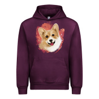 Mauve Wine corgi peach watercolor background Urban Hoodie - Jasminsmagicworld