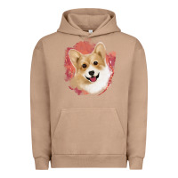 Pigment Burro corgi peach watercolor background Urban Hoodie - Jasminsmagicworld