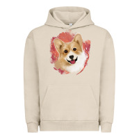 Pigment French Oak corgi peach watercolor background Urban Hoodie - Jasminsmagicworld