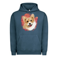 Pigment Midnight Navy corgi peach watercolor background Urban Hoodie - Jasminsmagicworld