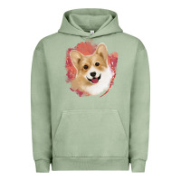 Pigment Oil Green corgi peach watercolor background Urban Hoodie - Jasminsmagicworld