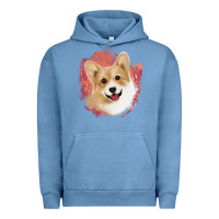 Pigment Pebble Blue corgi peach watercolor background Urban Hoodie - Jasminsmagicworld