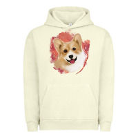 Pigment Pistachio corgi peach watercolor background Urban Hoodie - Jasminsmagicworld