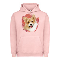 Pigment Salmon corgi peach watercolor background Urban Hoodie - Jasminsmagicworld