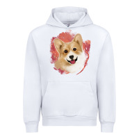 White corgi peach watercolor background Urban Hoodie - Jasminsmagicworld