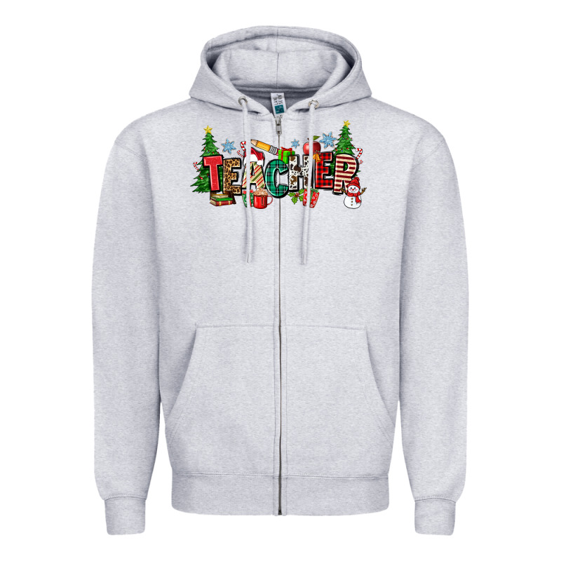 Christmas Teacher Zipper Hoodie by Zillion Design Studio | Teevron