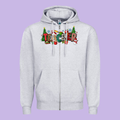 Christmas Teacher Zipper Hoodie Designed By Zillion Design Studio