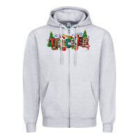 Heather Grey Christmas teacher Zipper Hoodie - Zillion Design Studio