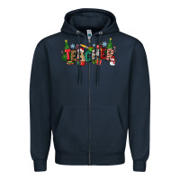 Navy Christmas teacher Zipper Hoodie - Zillion Design Studio