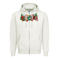 Oatmeal Heather Christmas teacher Zipper Hoodie - Zillion Design Studio