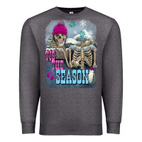 Charcoal Heather Winter tis the season skeleton Premium Sweatshirt - FaDigitalArtStudio