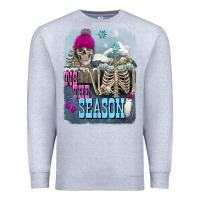 Heather Grey Winter tis the season skeleton Premium Sweatshirt - FaDigitalArtStudio