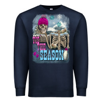 Navy Winter tis the season skeleton Premium Sweatshirt - FaDigitalArtStudio