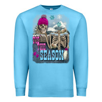 Ocean Blue Winter tis the season skeleton Premium Sweatshirt - FaDigitalArtStudio