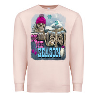 Pale Pink Winter tis the season skeleton Premium Sweatshirt - FaDigitalArtStudio