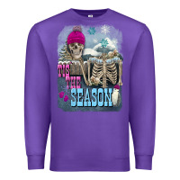Purple Winter tis the season skeleton Premium Sweatshirt - FaDigitalArtStudio