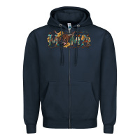 Navy Mama with highland cow Zipper Hoodie - RanaPortraitStore